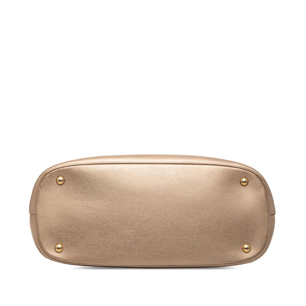 Gucci B Gucci Gold Calf Leather Bright Bit Satchel Italy