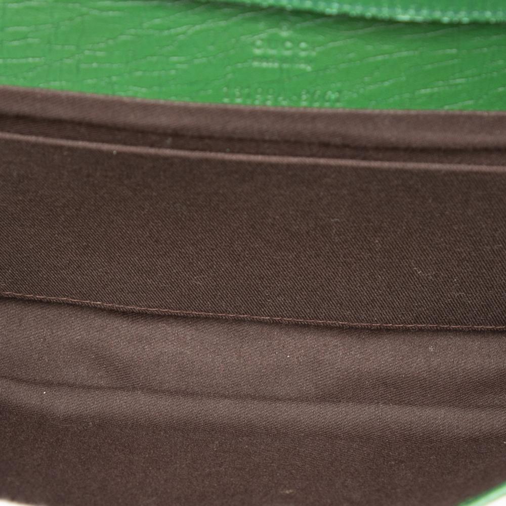 Gucci B Gucci Brown Beige with Green Canvas Fabric GG Web Bamboo Bar Crossbody Italy