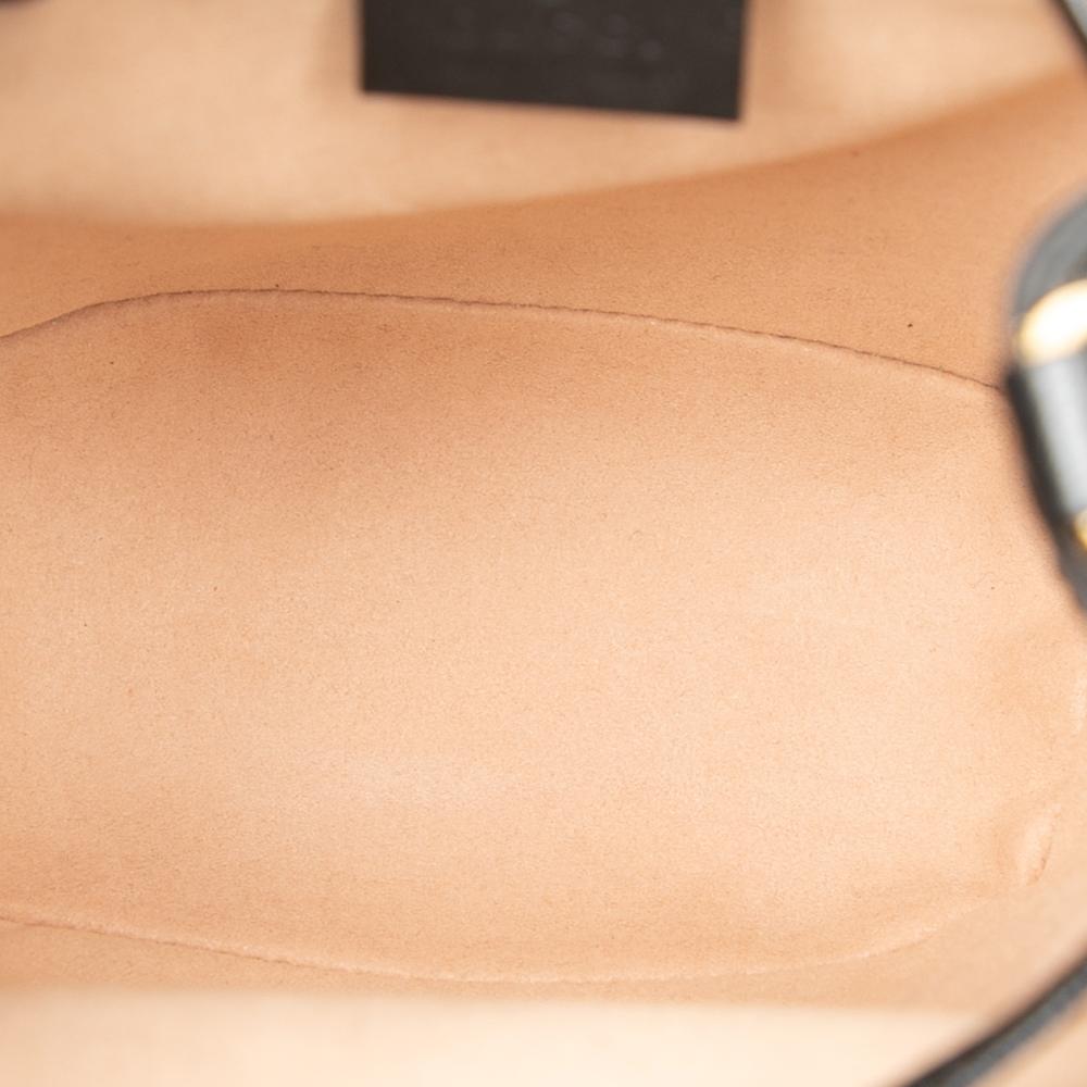 Gucci B Gucci Black Suede Leather Mini and Patent Web Ophidia Bucket Bag Italy