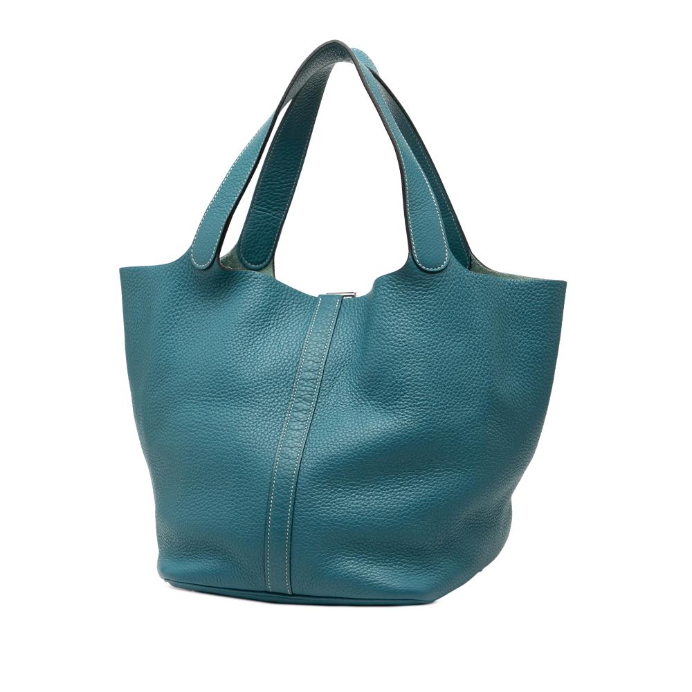 Hermès AB Hermès Blue Peacock Calf Leather Clemence Picotin Lock 22 France