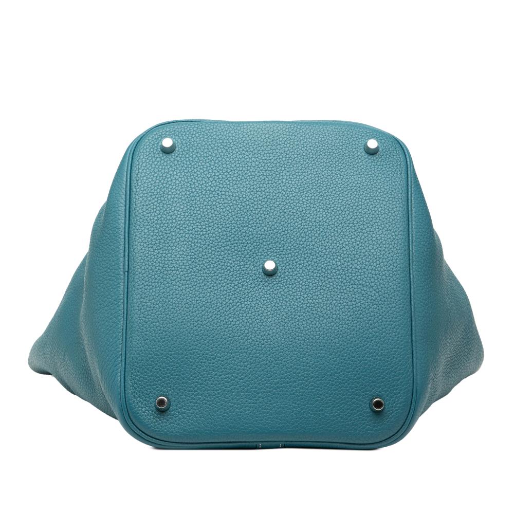 Hermès AB Hermès Blue Peacock Calf Leather Clemence Picotin Lock 22 France