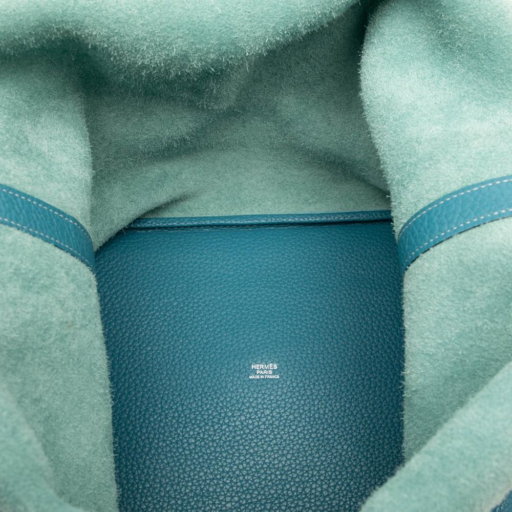 Hermès AB Hermès Blue Peacock Calf Leather Clemence Picotin Lock 22 France