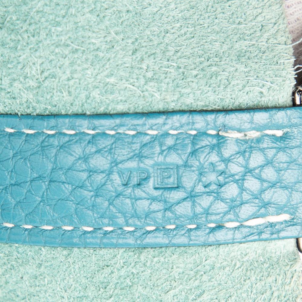 Hermès AB Hermès Blue Peacock Calf Leather Clemence Picotin Lock 22 France