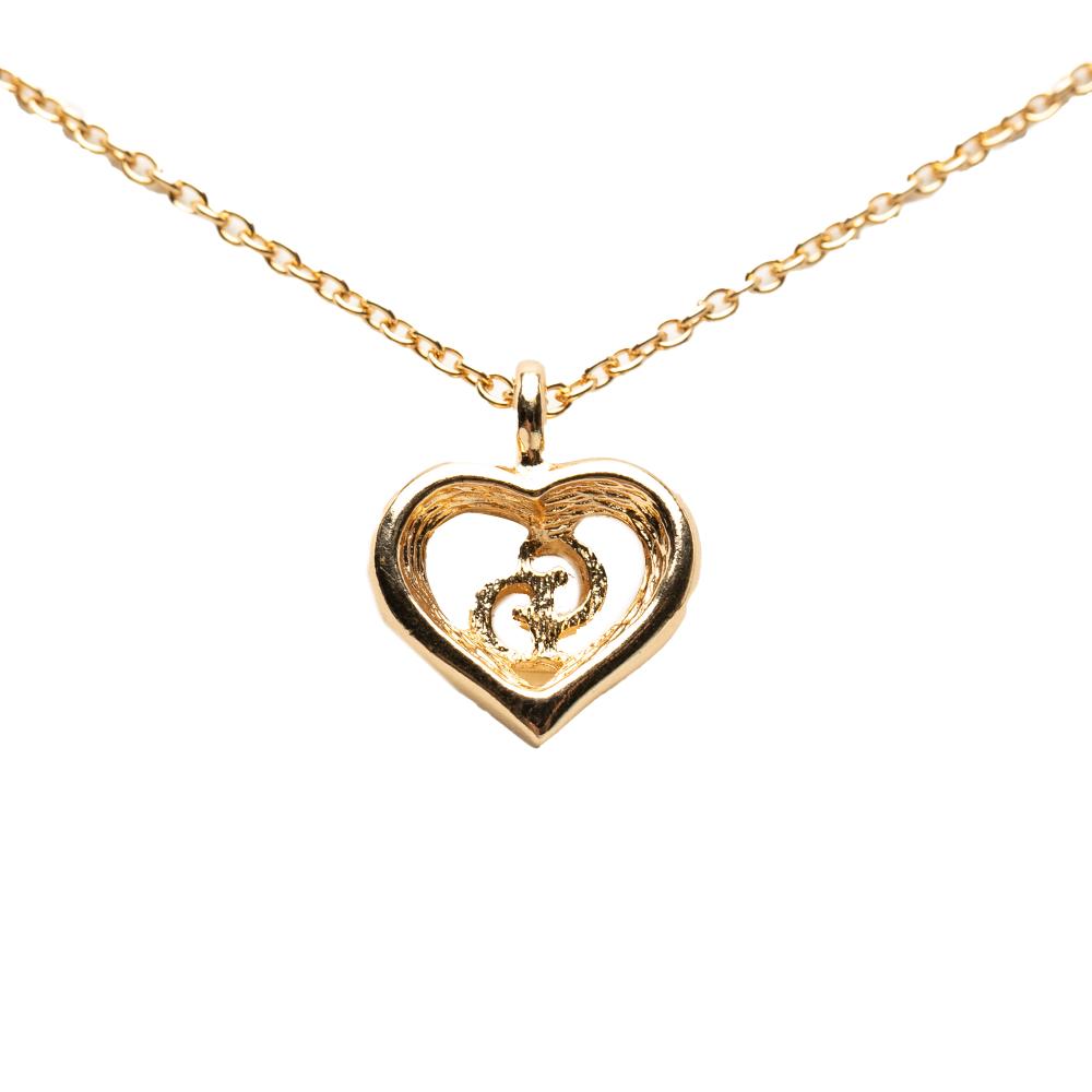 Christian Dior B Dior Gold Gold Plated Metal CD Heart Pendant Necklace France