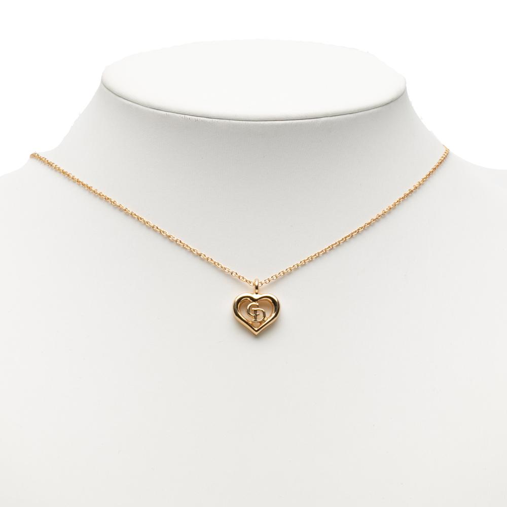 Christian Dior B Dior Gold Gold Plated Metal CD Heart Pendant Necklace France