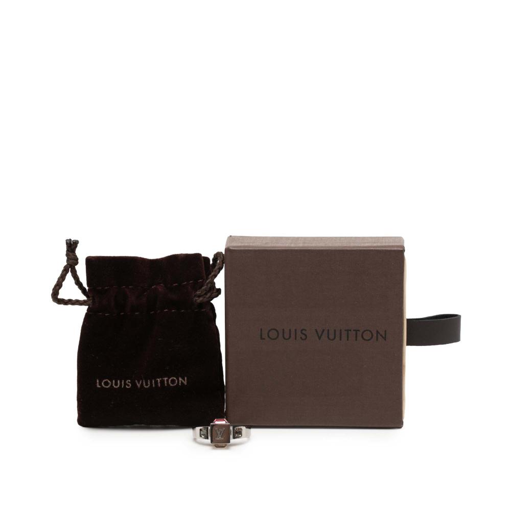 Louis Vuitton B Louis Vuitton Silver Silver Plated Metal Crystal Gamble Cocktail Ring L France