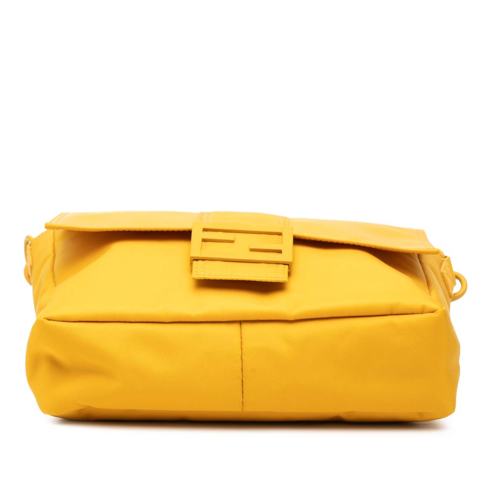 Fendi B Fendi Yellow Nylon Fabric Medium Econyl Baguette Crossbody Italy