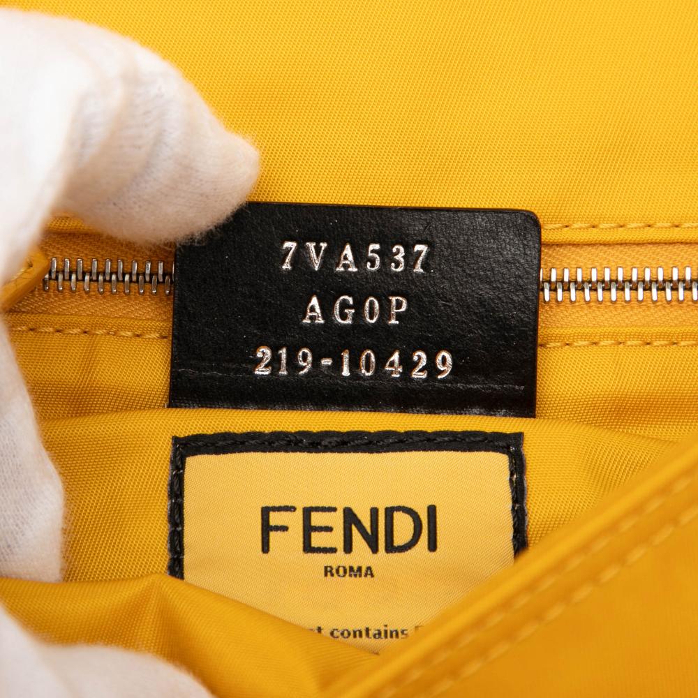Fendi B Fendi Yellow Nylon Fabric Medium Econyl Baguette Crossbody Italy