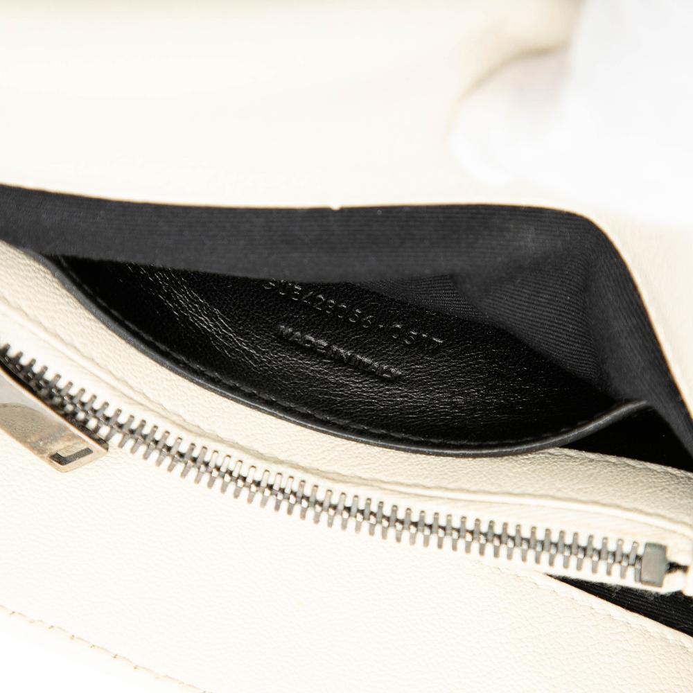 Saint Laurent White Medium Chevron Sheepskin Monogram College Satchel Italy