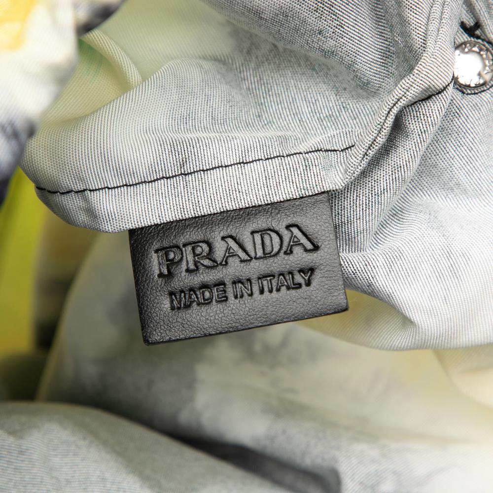 Prada AB Prada Black with Multi Calf Leather Mesh and Tie Dye Printed Tessuto Bucket Bag Italy