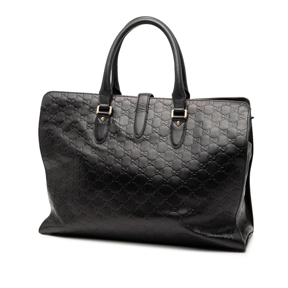 Gucci B Gucci Black Calf Leather Guccissima Jackie Tote Italy