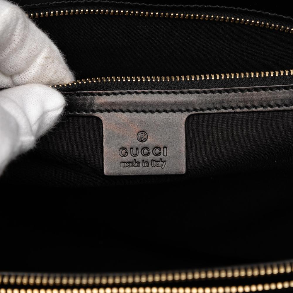 Gucci B Gucci Black Calf Leather Guccissima Jackie Tote Italy