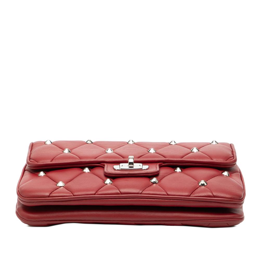 Miu Miu B Miu Miu Red Calf Leather Studded Matelasse Crossbody Turkey