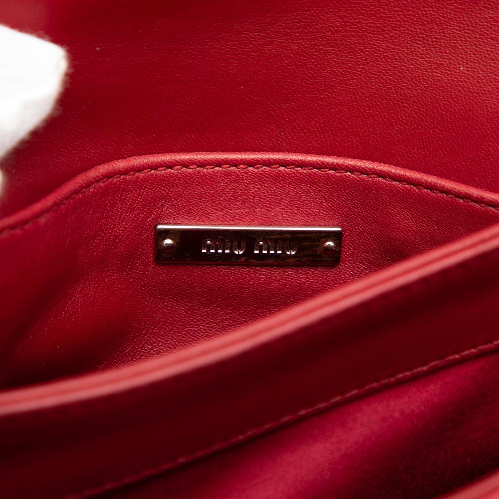 Miu Miu B Miu Miu Red Calf Leather Studded Matelasse Crossbody Turkey