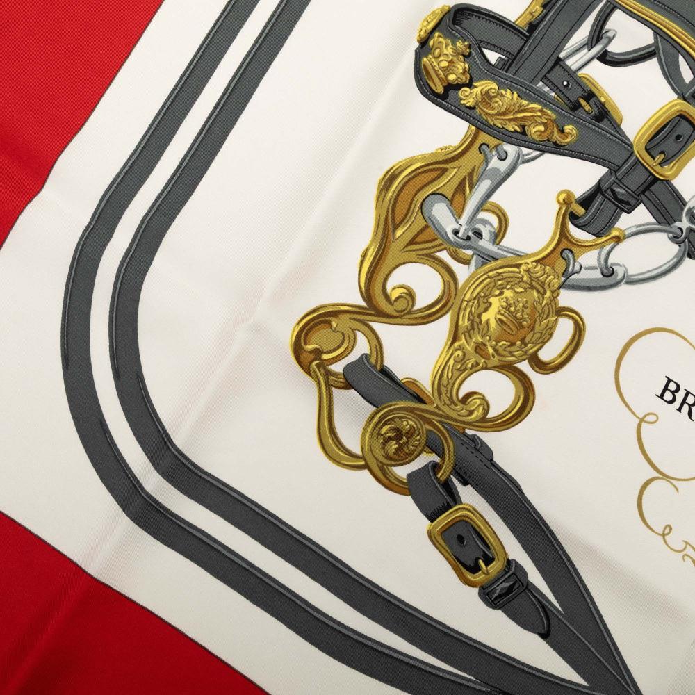 Hermès AB Hermès White Silk Fabric Brides de Gala Scarf 90 France