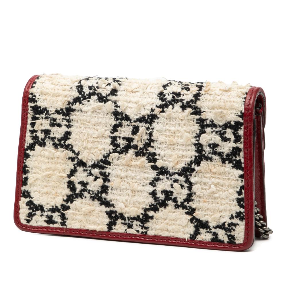 Gucci B Gucci White Tweed Fabric Mini GG Dionysus Crossbody Italy