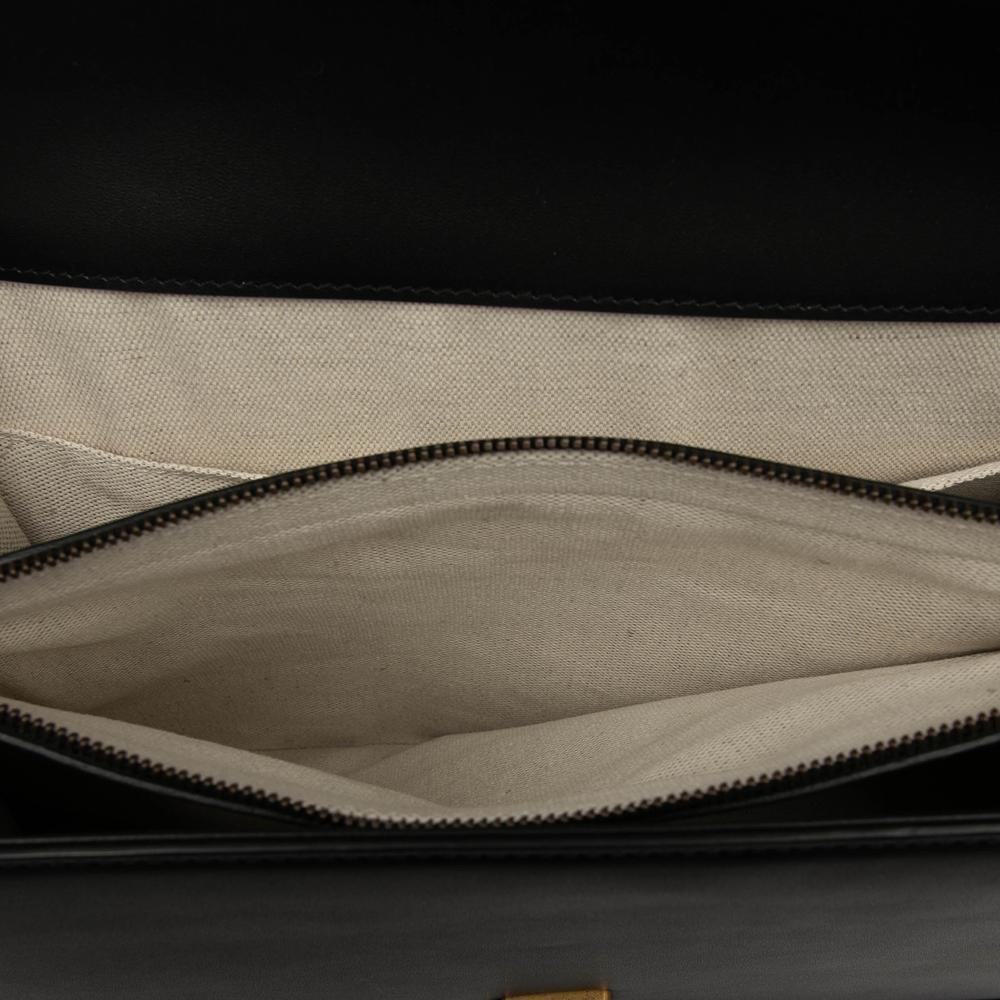 Gucci B Gucci Black Calf Leather Large Bamboo Dionysus Web Satchel Italy