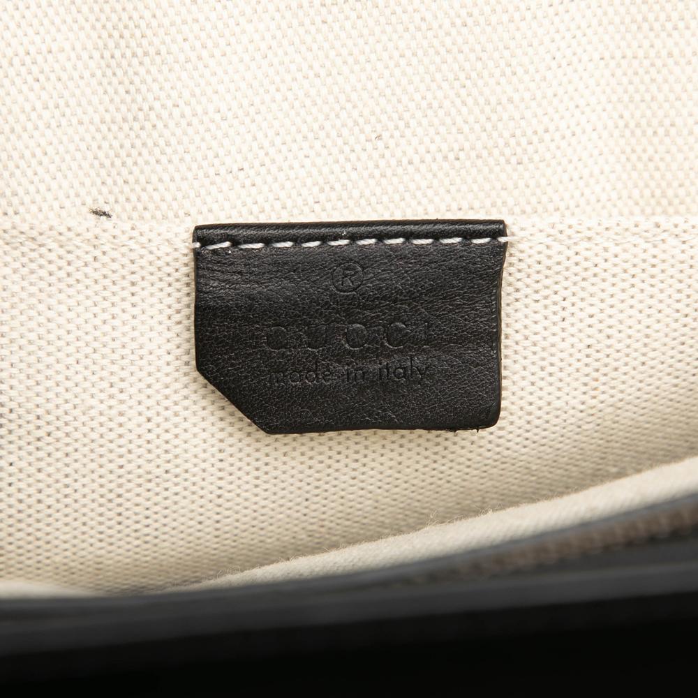 Gucci B Gucci Black Calf Leather Large Bamboo Dionysus Web Satchel Italy