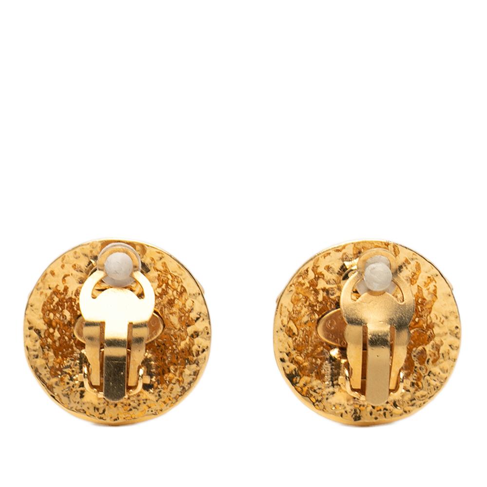 Chanel AB Chanel Gold Gold Plated Metal CC Round Clip on Earrings France