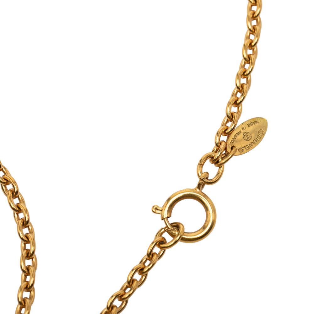 Chanel AB Chanel Gold Gold Plated Metal Quilted CC Pendant Necklace France