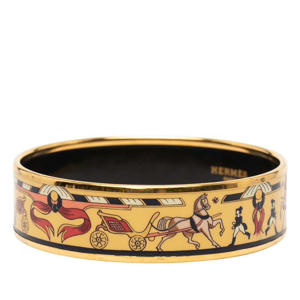 Hermès AB Hermès Yellow with Gold Enamel Other Wide Horse Carriage Bangle 65 Austria
