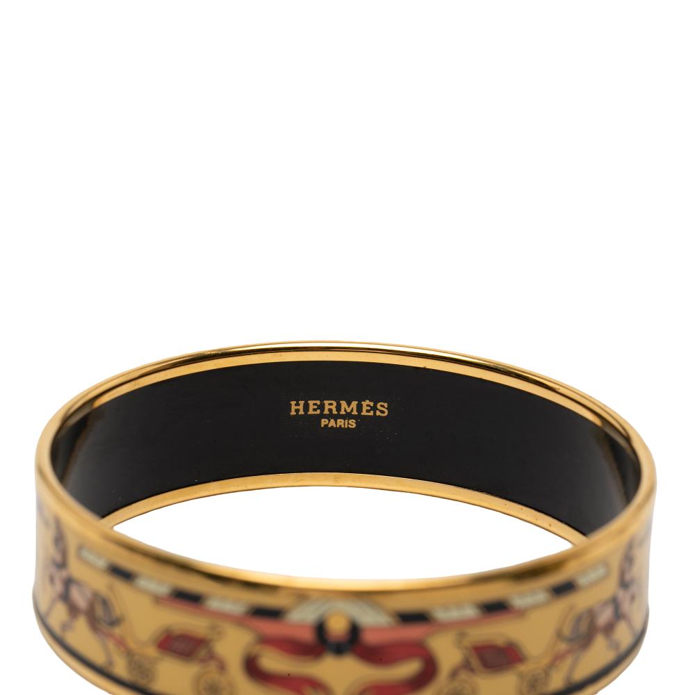 Hermès AB Hermès Yellow with Gold Enamel Other Wide Horse Carriage Bangle 65 Austria
