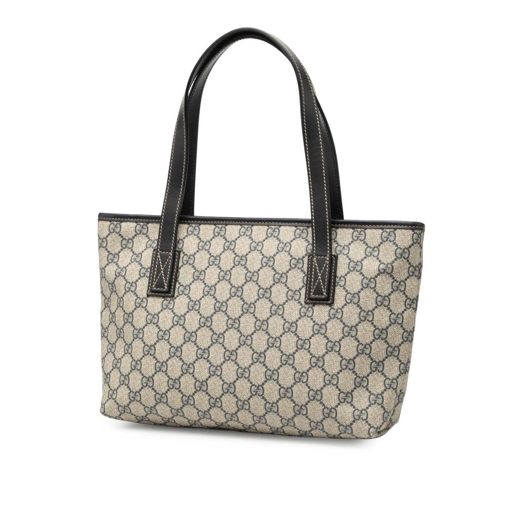 Gucci B Gucci Brown Beige Coated Canvas Fabric Small GG Supreme Joy Tote Italy