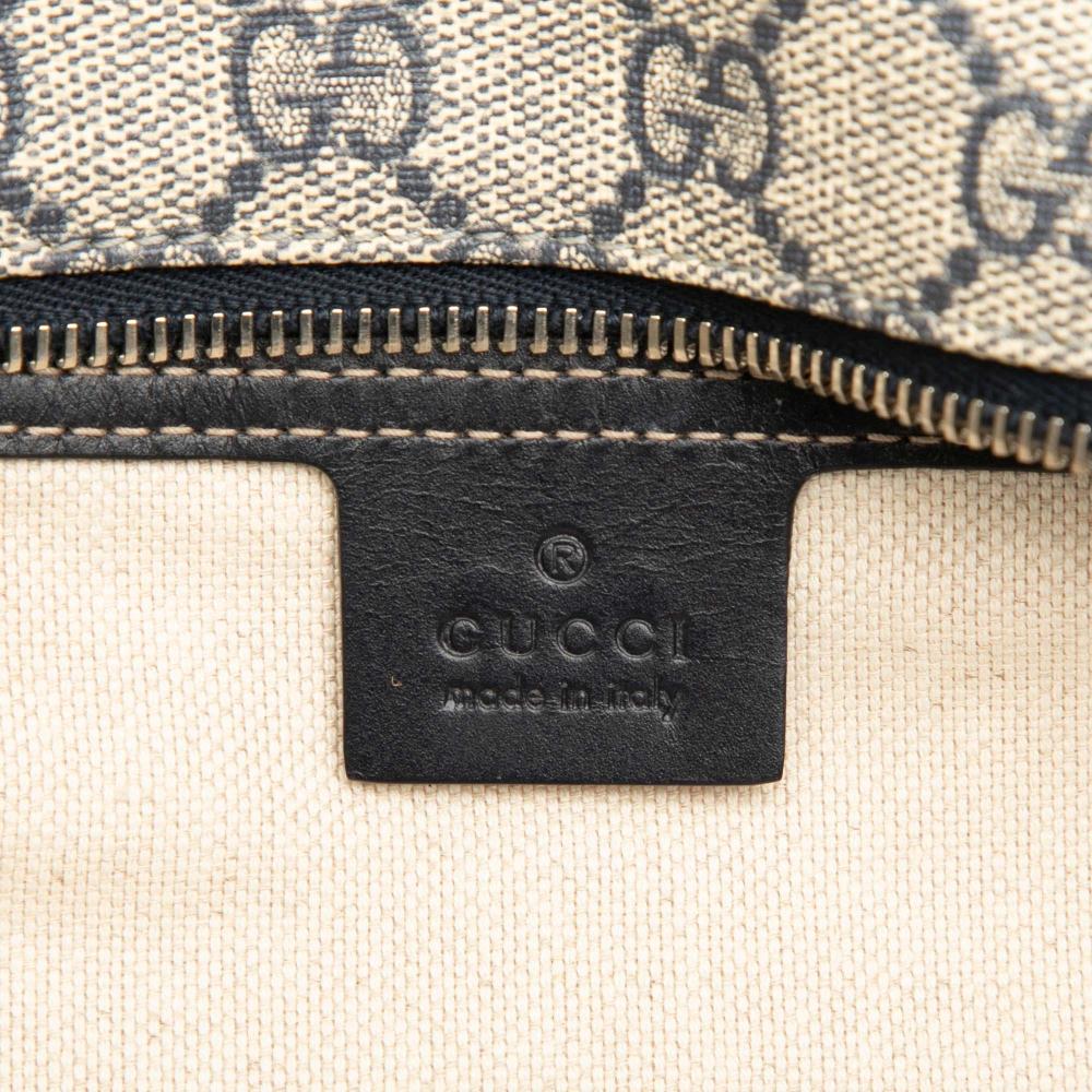 Gucci B Gucci Brown Beige Coated Canvas Fabric Small GG Supreme Joy Tote Italy