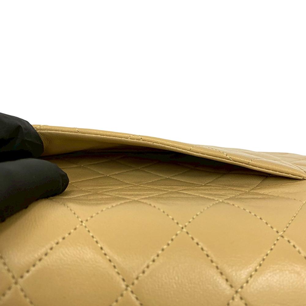 Chanel B Chanel Brown Nude Lambskin Leather Leather Medium Classic Lambskin Double Flap France