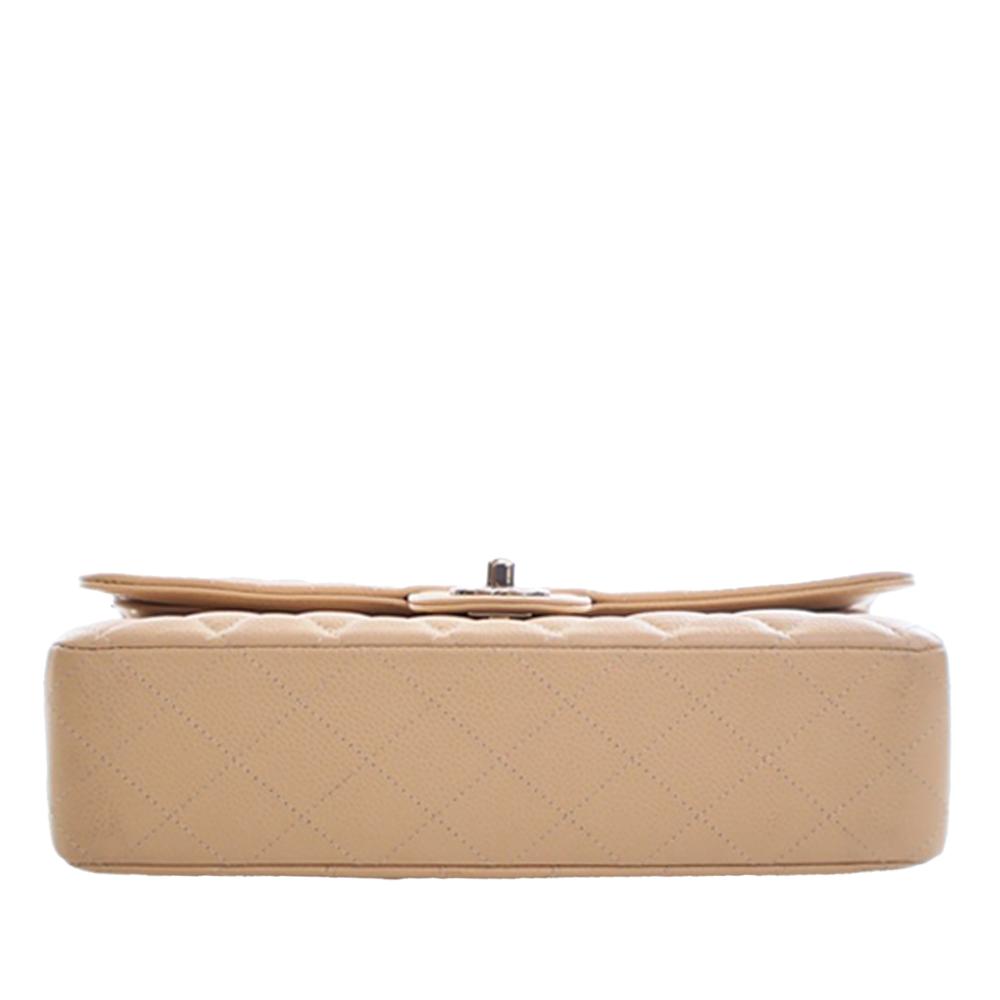 Chanel B Chanel Brown Beige Caviar Leather Leather Medium Classic Caviar Double Flap France