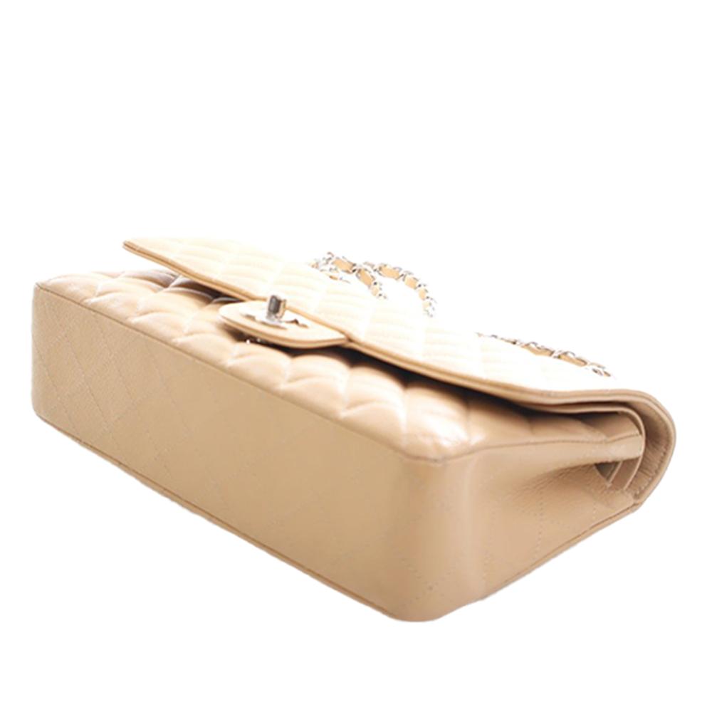 Chanel B Chanel Brown Beige Caviar Leather Leather Medium Classic Caviar Double Flap France