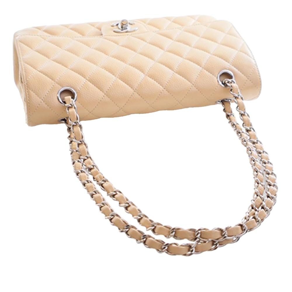 Chanel B Chanel Brown Beige Caviar Leather Leather Medium Classic Caviar Double Flap France