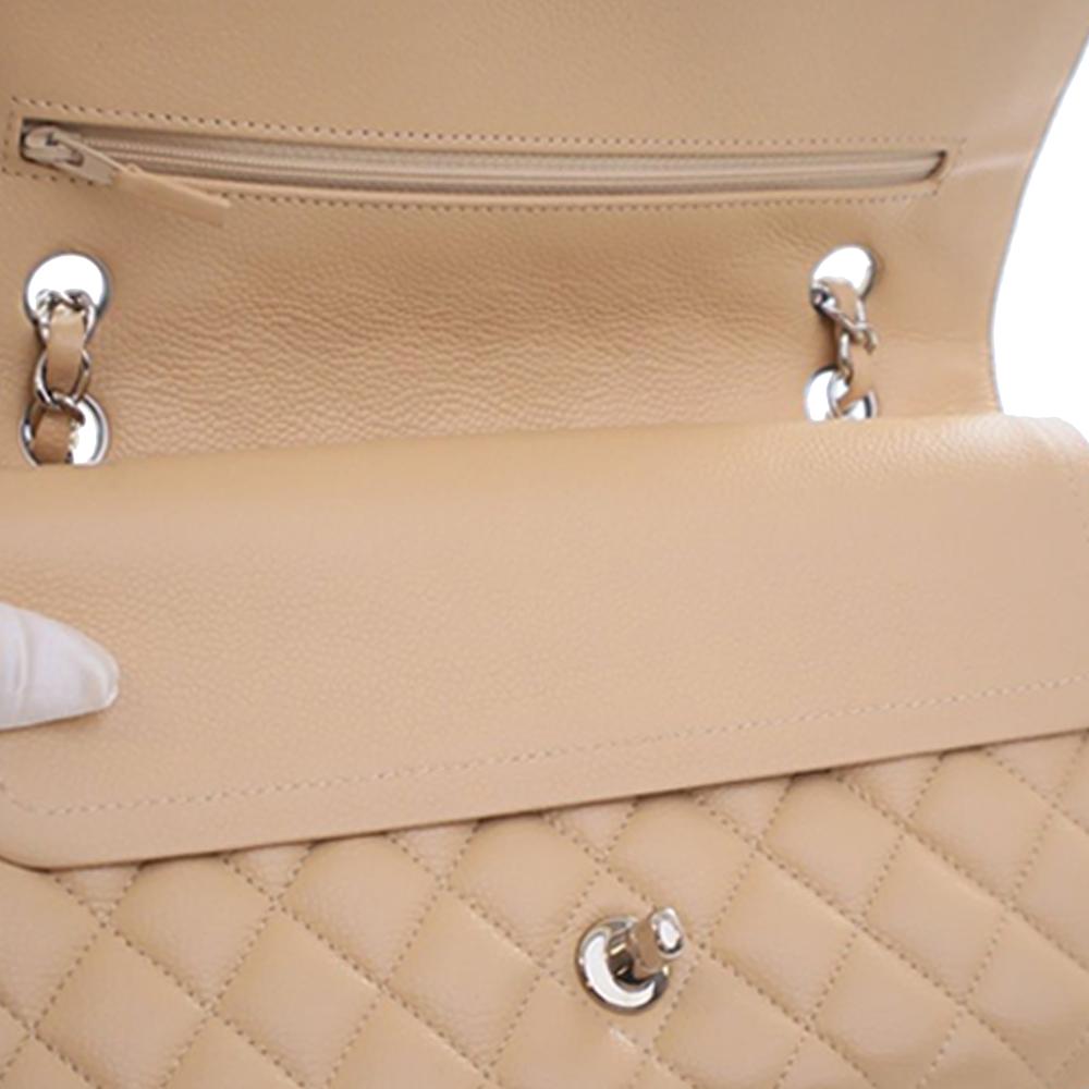 Chanel B Chanel Brown Beige Caviar Leather Leather Medium Classic Caviar Double Flap France