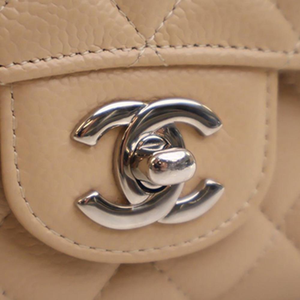 Chanel B Chanel Brown Beige Caviar Leather Leather Medium Classic Caviar Double Flap France