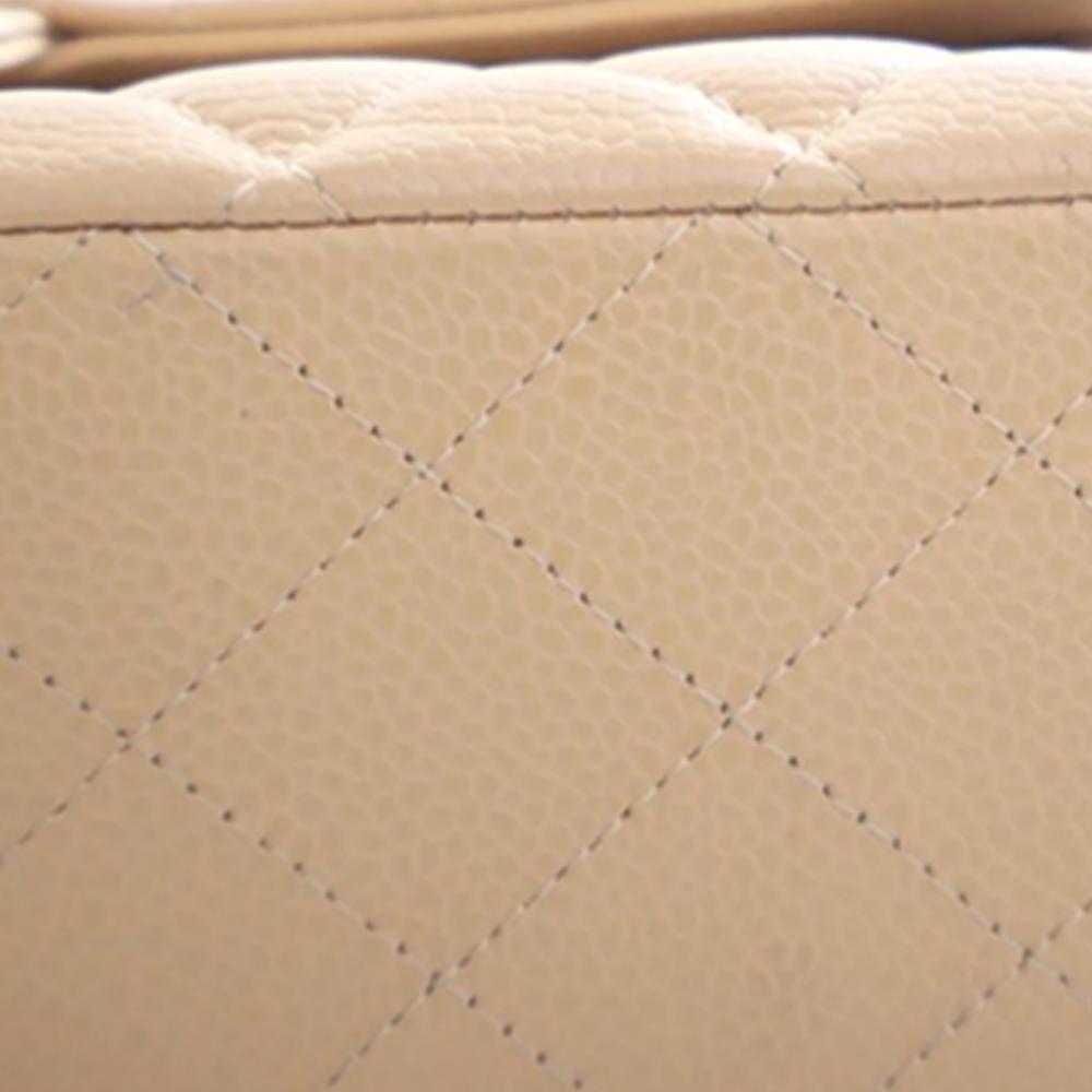 Chanel B Chanel Brown Beige Caviar Leather Leather Medium Classic Caviar Double Flap France