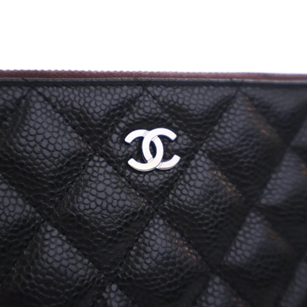 Chanel AB Chanel Black Caviar Leather Leather CC Quilted Caviar Toiletry Pouch France