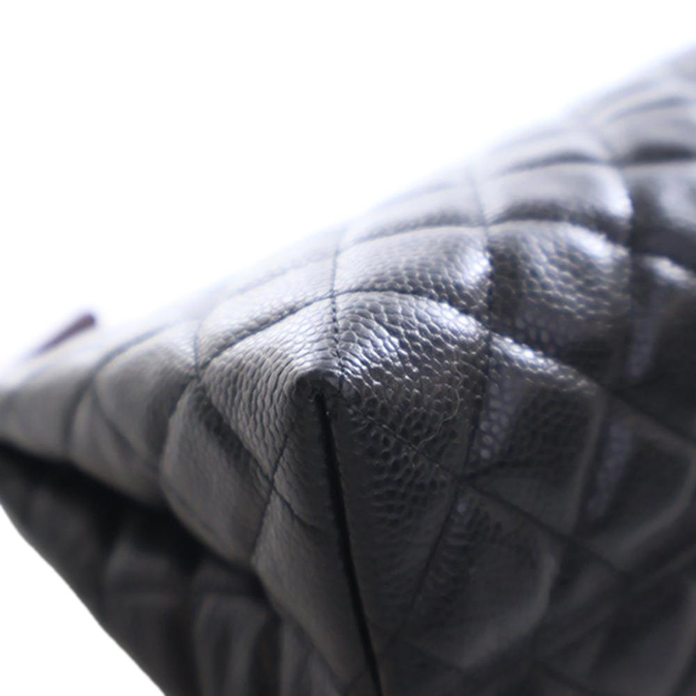 Chanel AB Chanel Black Caviar Leather Leather CC Quilted Caviar Toiletry Pouch France