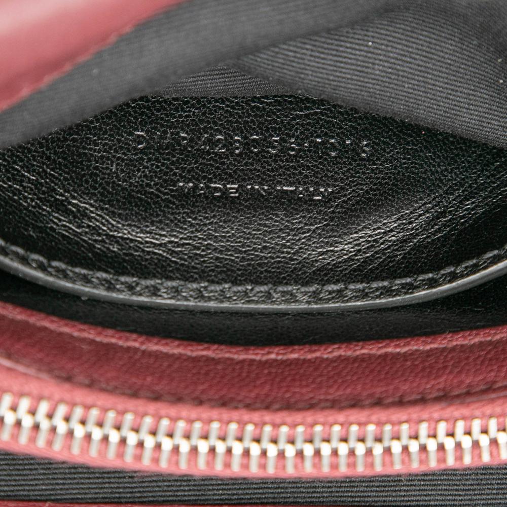 Saint Laurent Red Medium Quilted Chevron Sheepskin College Satchel Italy