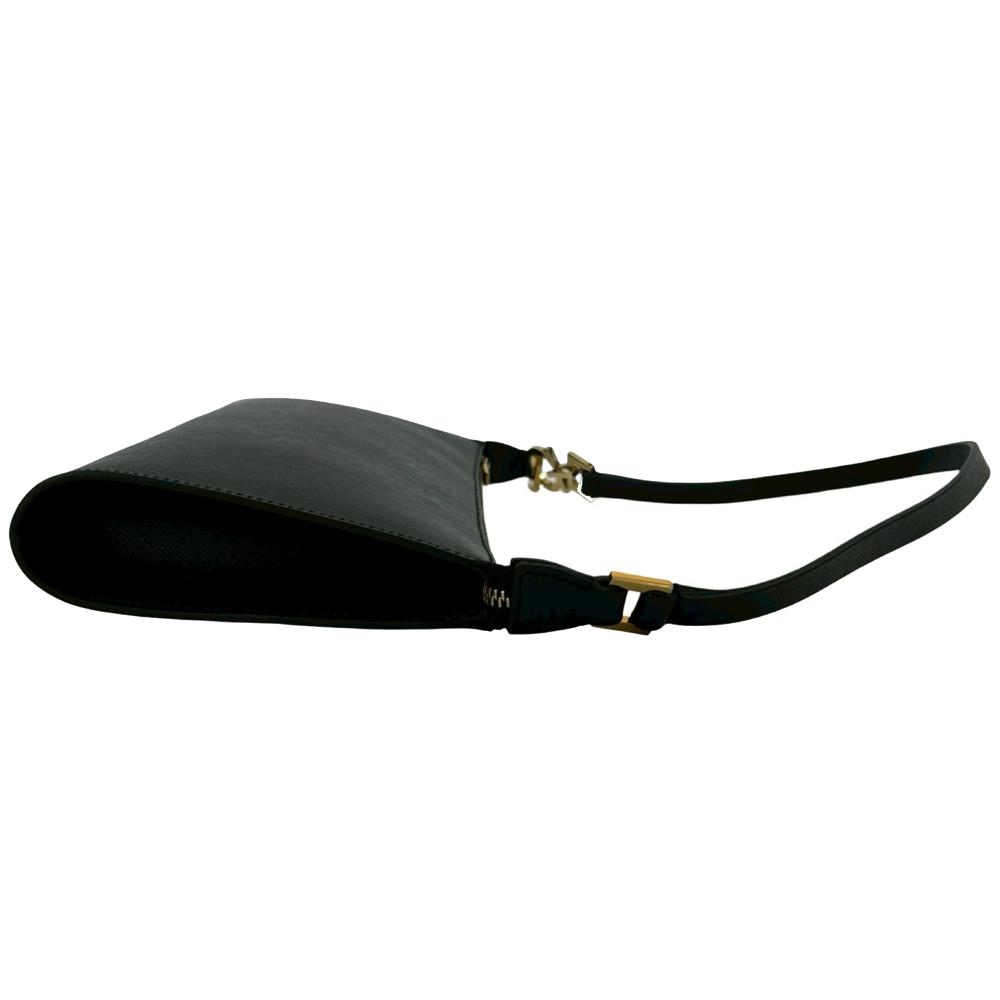Ferragamo AB Ferragamo Black Calf Leather Gancini Shoulder Bag Italy