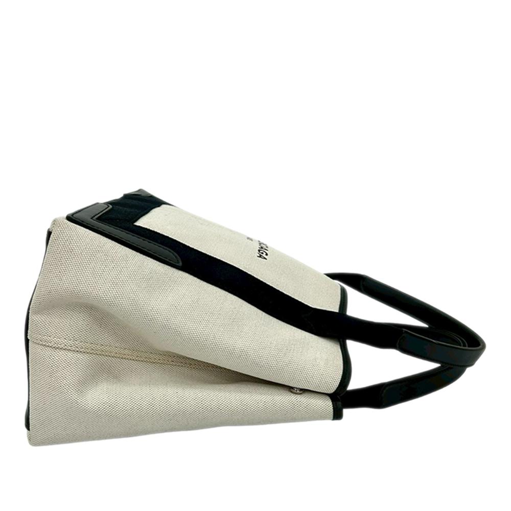 Balenciaga AB Balenciaga White with Black Canvas Fabric Navy Cabas Tote S Italy