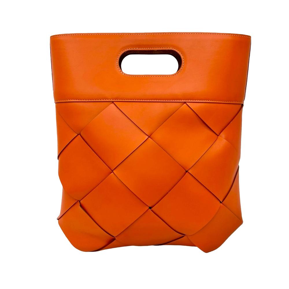 Bottega Veneta AB Bottega Veneta Orange Calf Leather Small French skin Slip Tote Italy