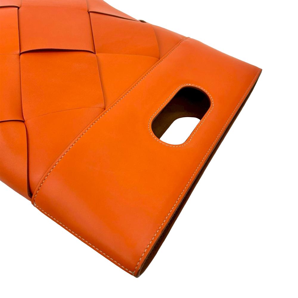 Bottega Veneta AB Bottega Veneta Orange Calf Leather Small French skin Slip Tote Italy