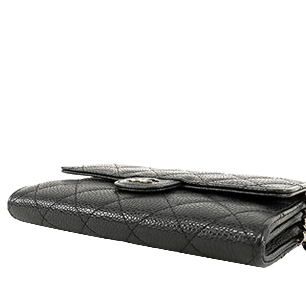 Chanel AB Chanel Black Caviar Leather Leather Classic Caviar Flap Wallet on Chain Italy