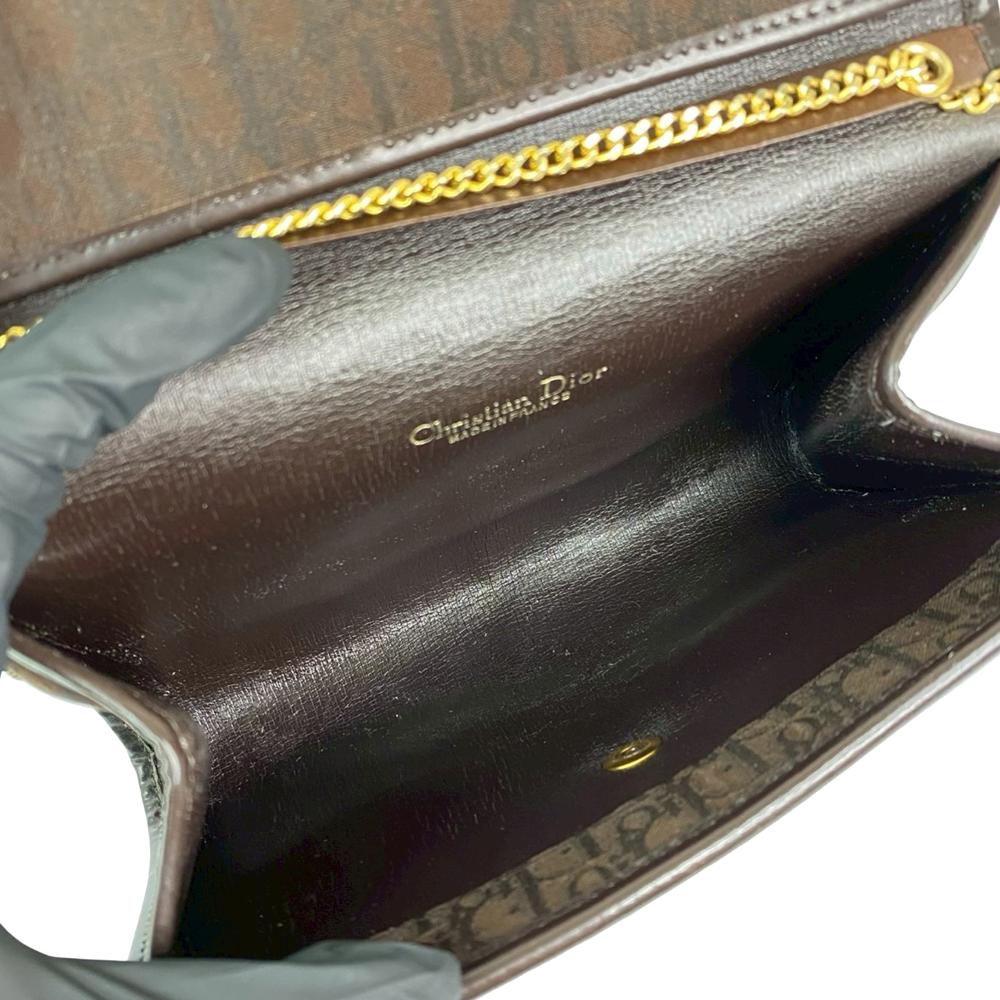 Christian Dior AB Dior Brown Dark Brown Canvas Fabric Diorissimo Trotter Chain Shoulder Bag France