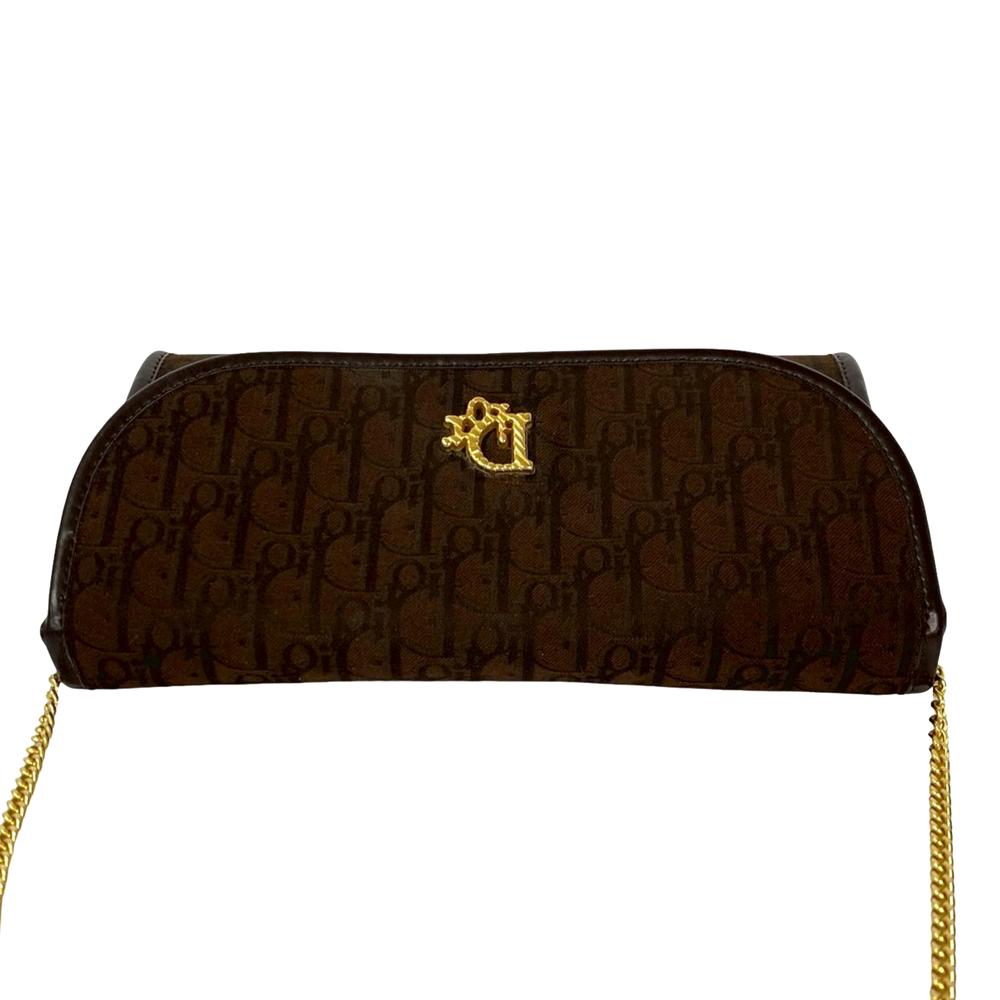 Christian Dior AB Dior Brown Dark Brown Canvas Fabric Diorissimo Trotter Chain Shoulder Bag France