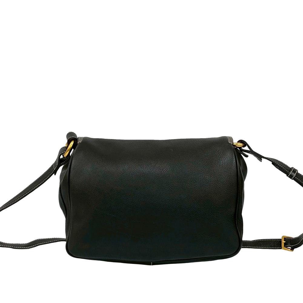 Loewe B LOEWE Black Calf Leather Anagram Flap Crossbody Spain