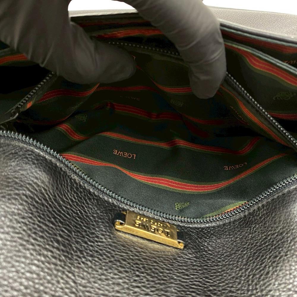 Loewe B LOEWE Black Calf Leather Anagram Flap Crossbody Spain