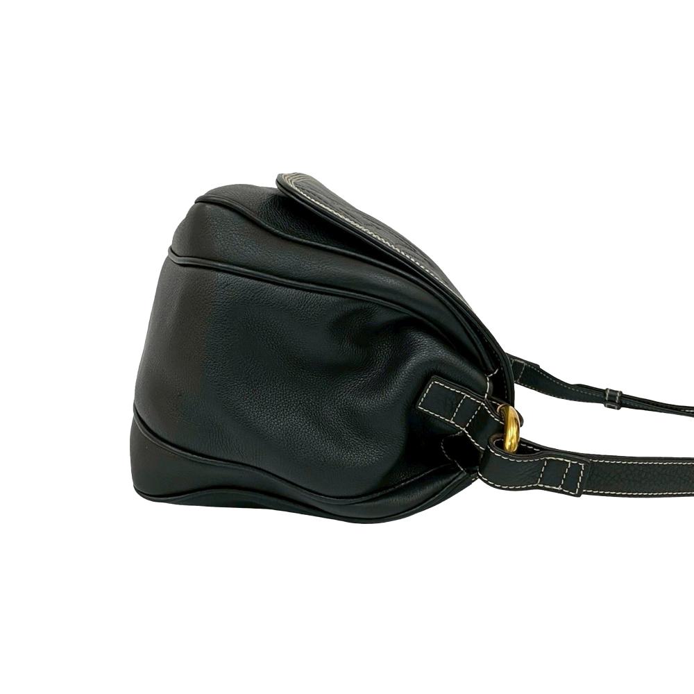 Loewe B LOEWE Black Calf Leather Anagram Flap Crossbody Spain