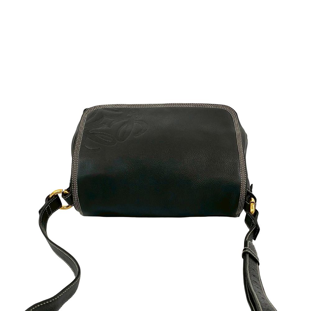 Loewe B LOEWE Black Calf Leather Anagram Flap Crossbody Spain