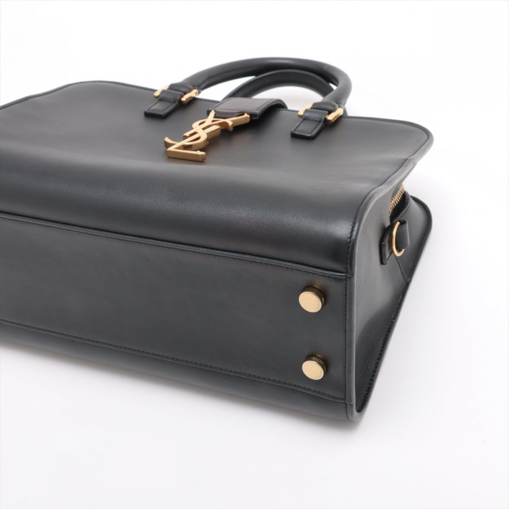 Saint Laurent Cabas Baby Leather 2-Ways Top-handle Handbag Black